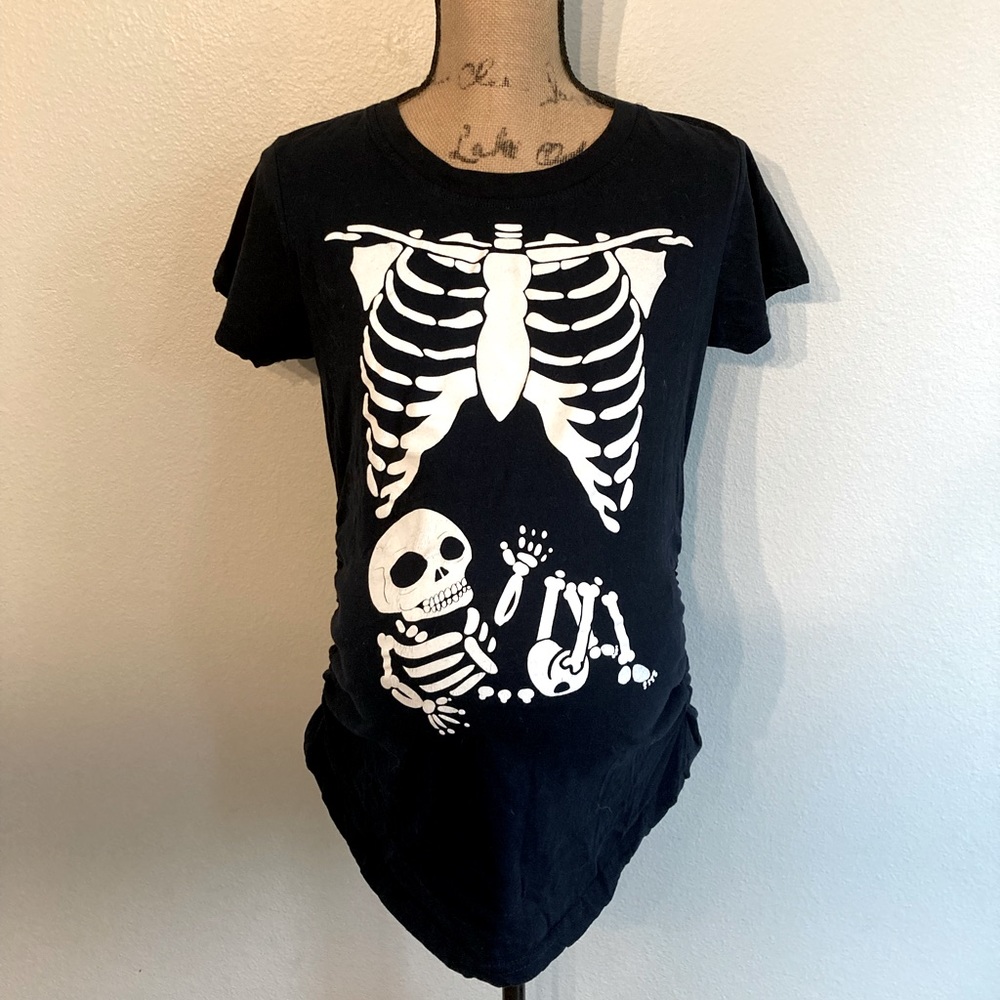 Halloween maternity baby skeleton shirt